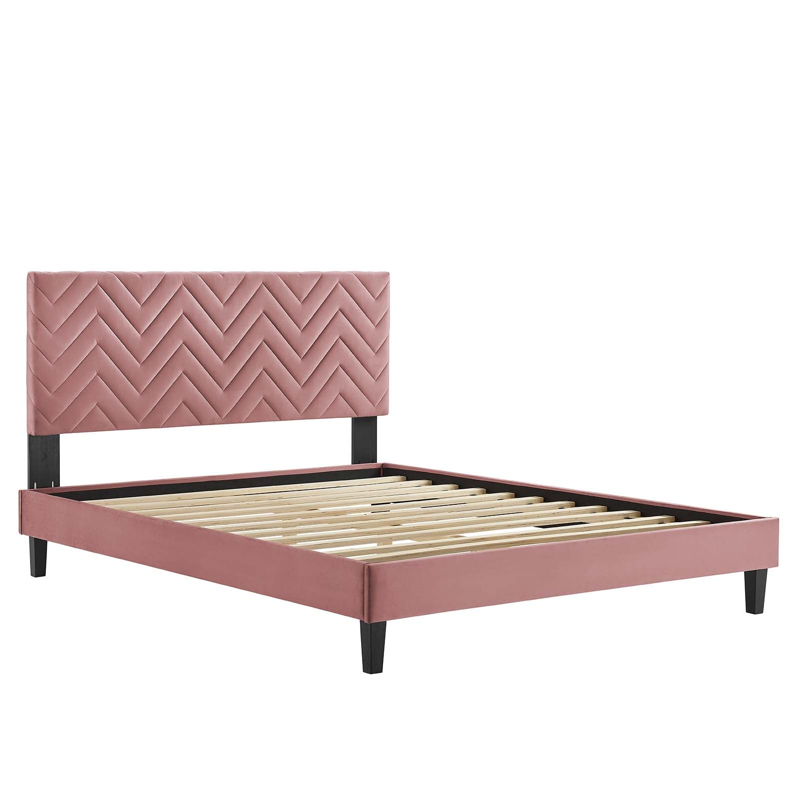 Leah Chevron Tufted Performance Velvet Queen Platform Bed By Modway - MOD-6973 | Beds | Modishstore - 12