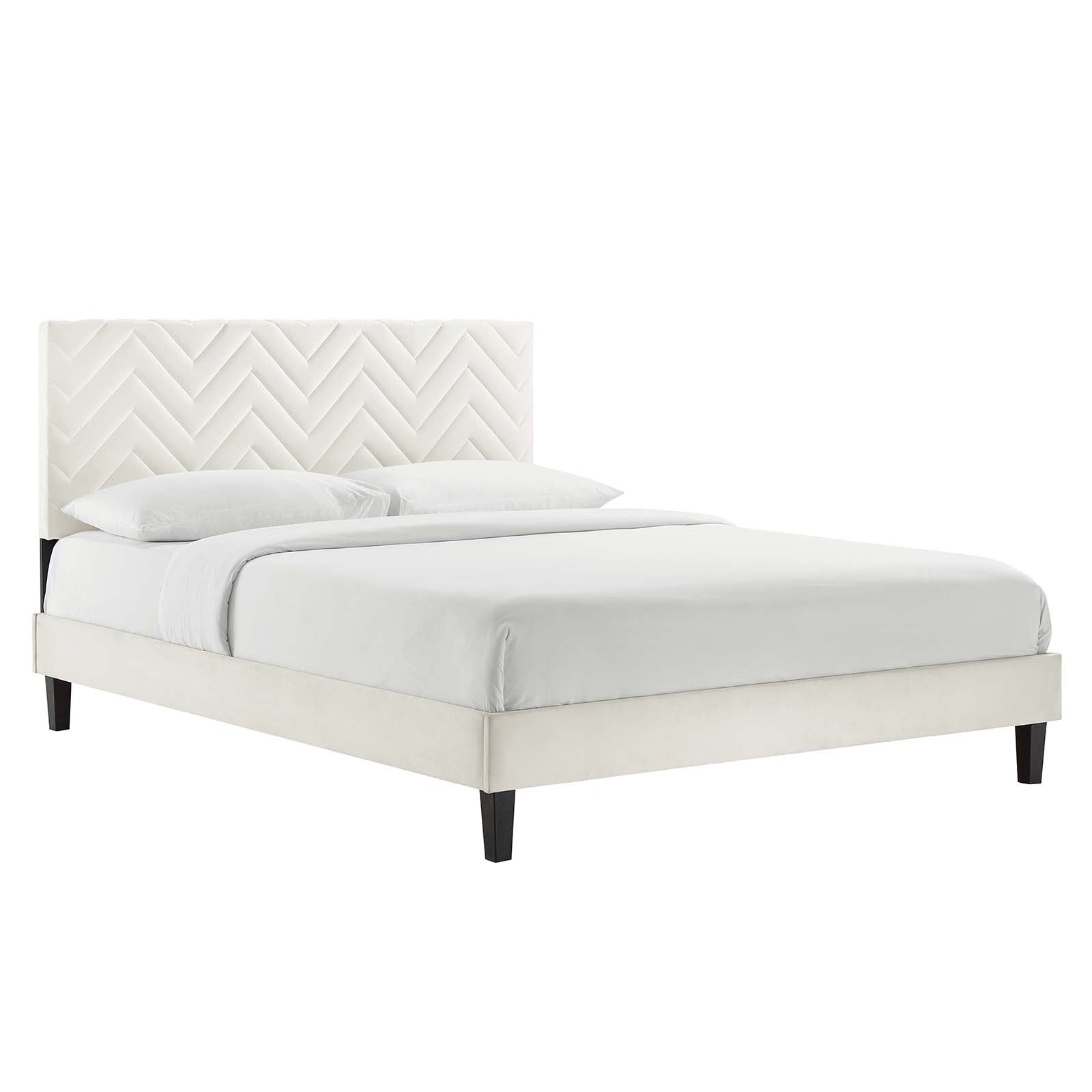 Leah Chevron Tufted Performance Velvet Queen Platform Bed By Modway - MOD-6973 | Beds | Modishstore - 25