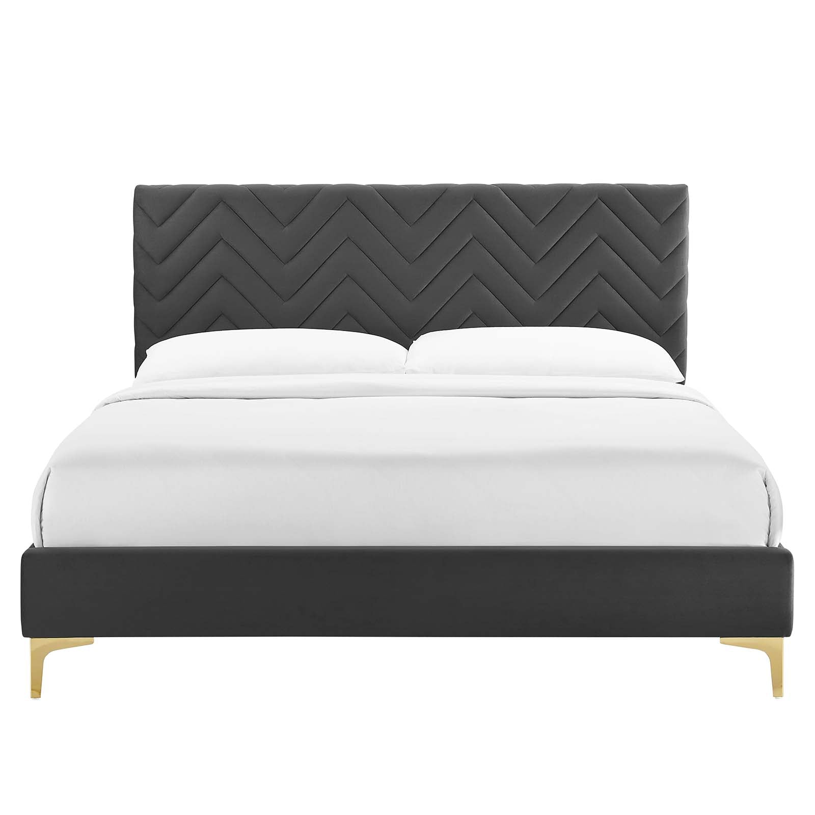 Leah Chevron Tufted Performance Velvet Queen Platform Bed By Modway - MOD-6977 | Beds | Modishstore - 4