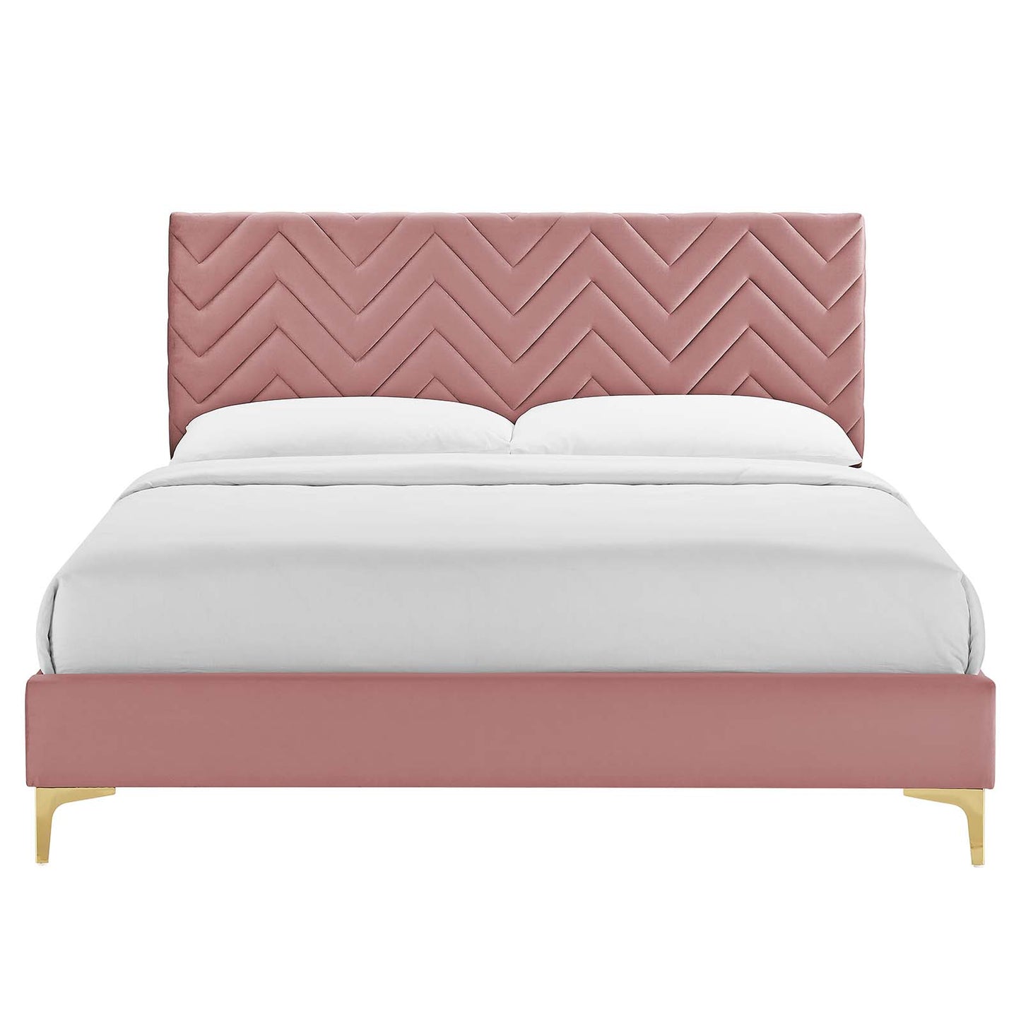 Leah Chevron Tufted Performance Velvet Queen Platform Bed By Modway - MOD-6977 | Beds | Modishstore - 11