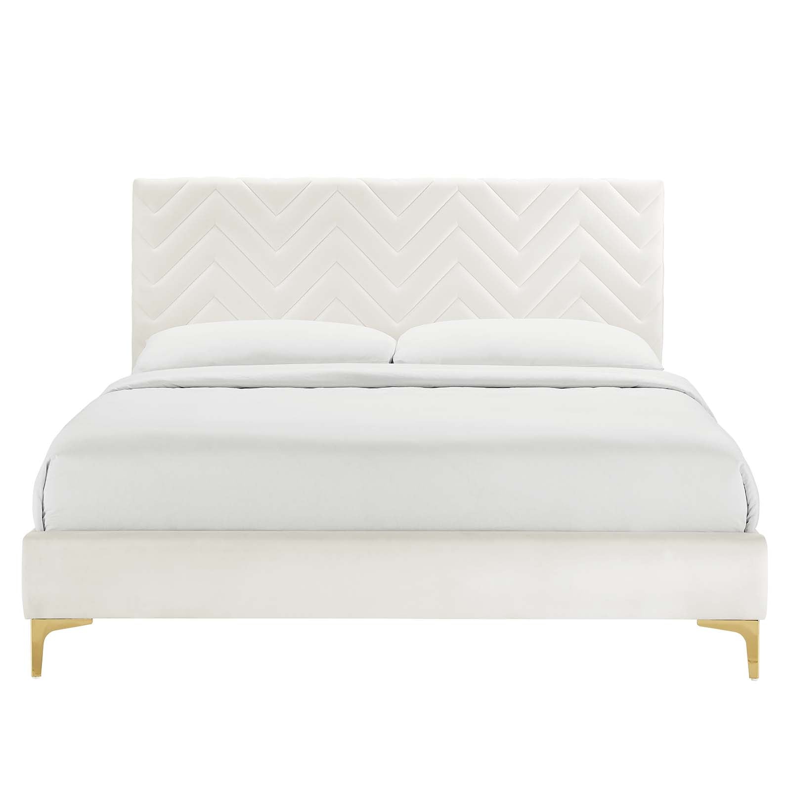Leah Chevron Tufted Performance Velvet Queen Platform Bed By Modway - MOD-6977 | Beds | Modishstore - 27