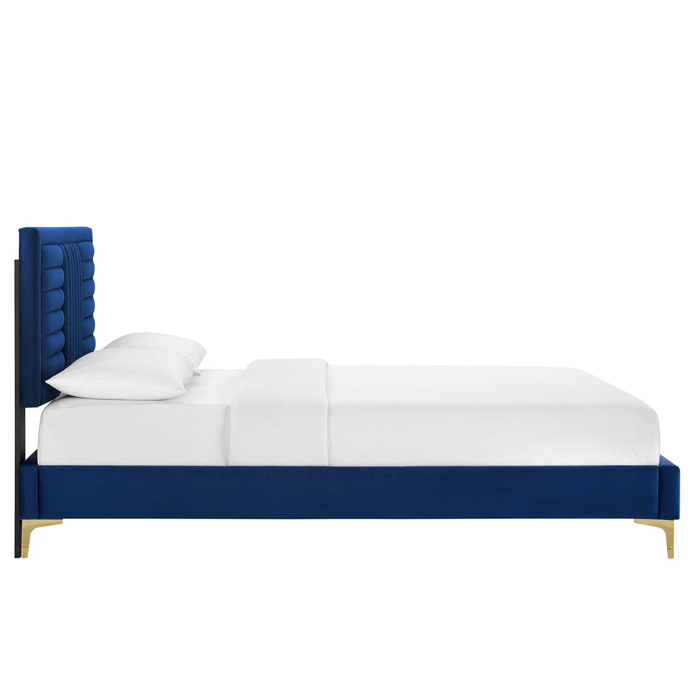 Sofia Channel Tufted Performance Velvet Queen Platform Bed By Modway - MOD-6979 | Beds | Modishstore - 18