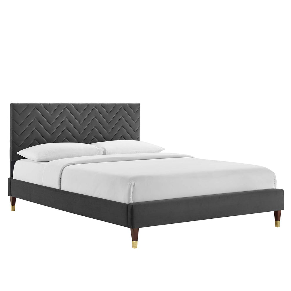 Leah Chevron Tufted Performance Velvet Twin Platform Bed By Modway - MOD-6981 | Beds | Modishstore - 2
