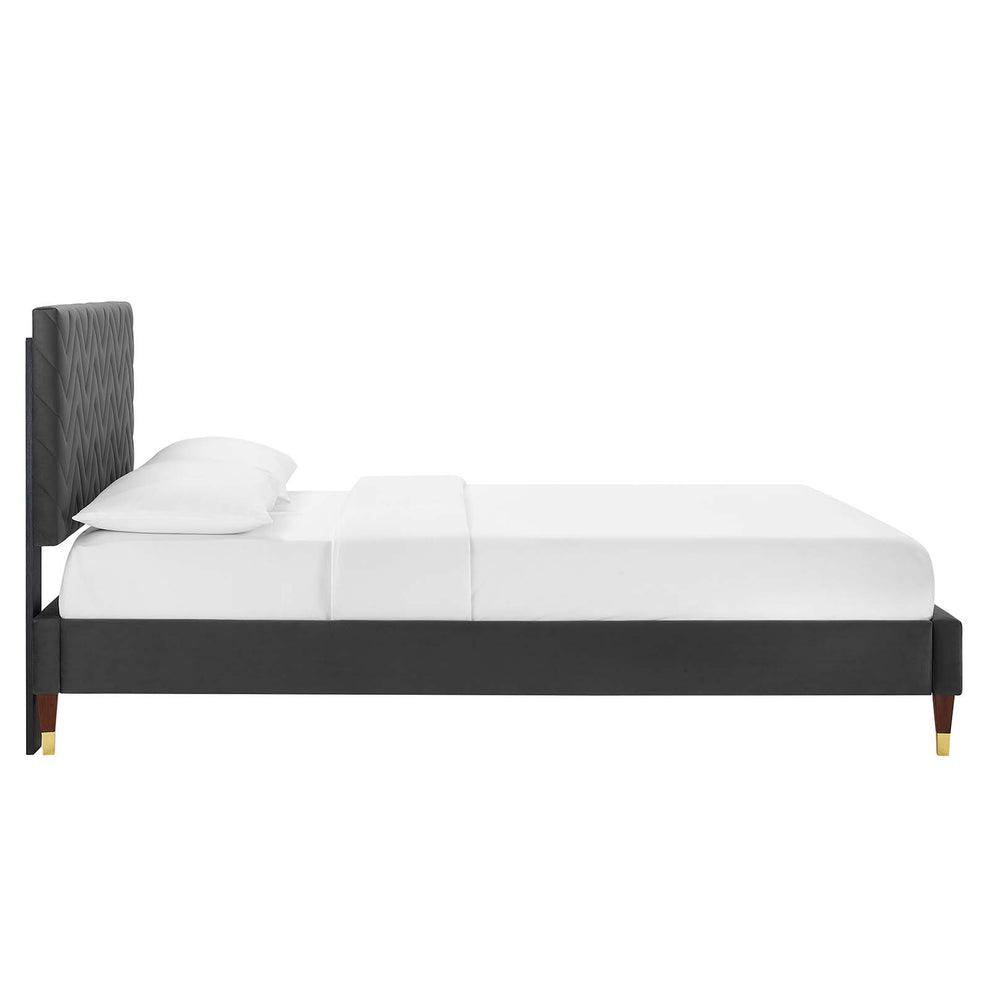 Leah Chevron Tufted Performance Velvet Twin Platform Bed By Modway - MOD-6981 | Beds | Modishstore - 3