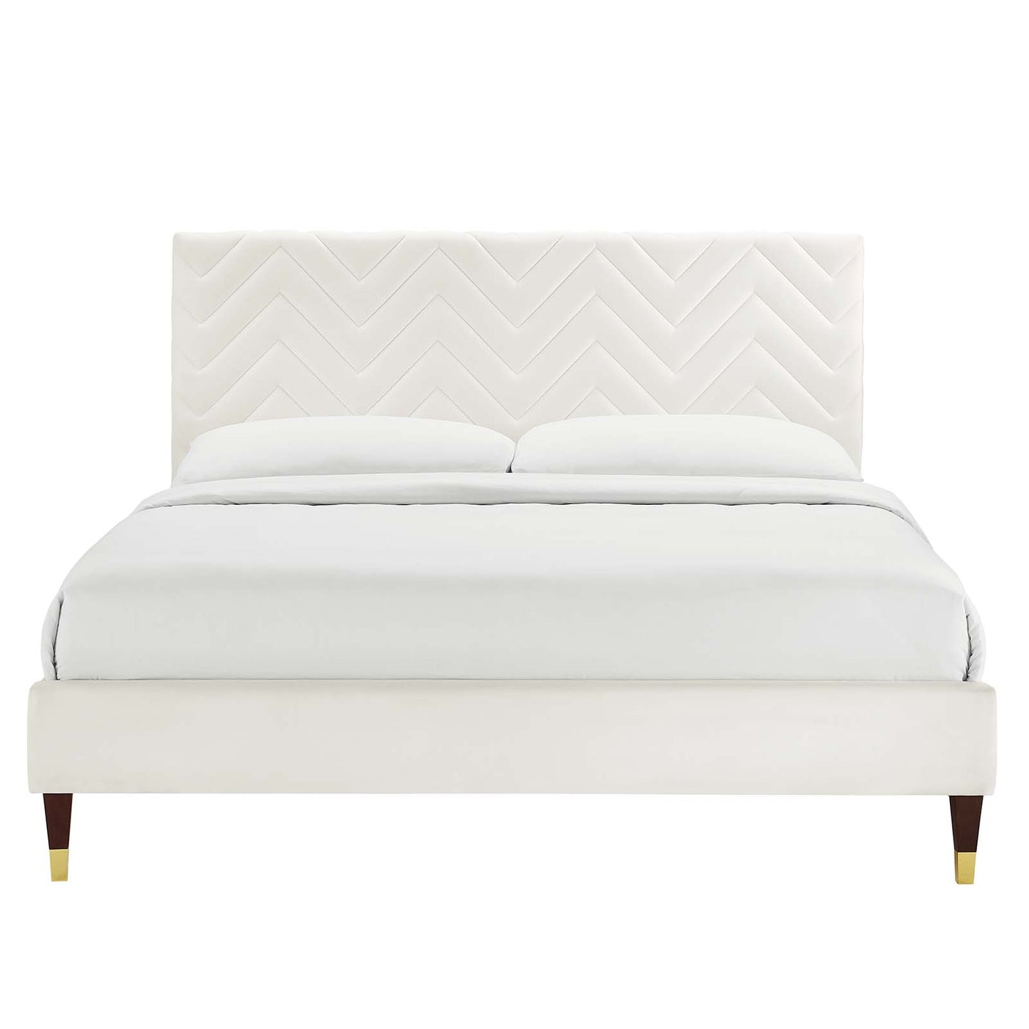 Leah Chevron Tufted Performance Velvet Twin Platform Bed By Modway - MOD-6981 | Beds | Modishstore - 27
