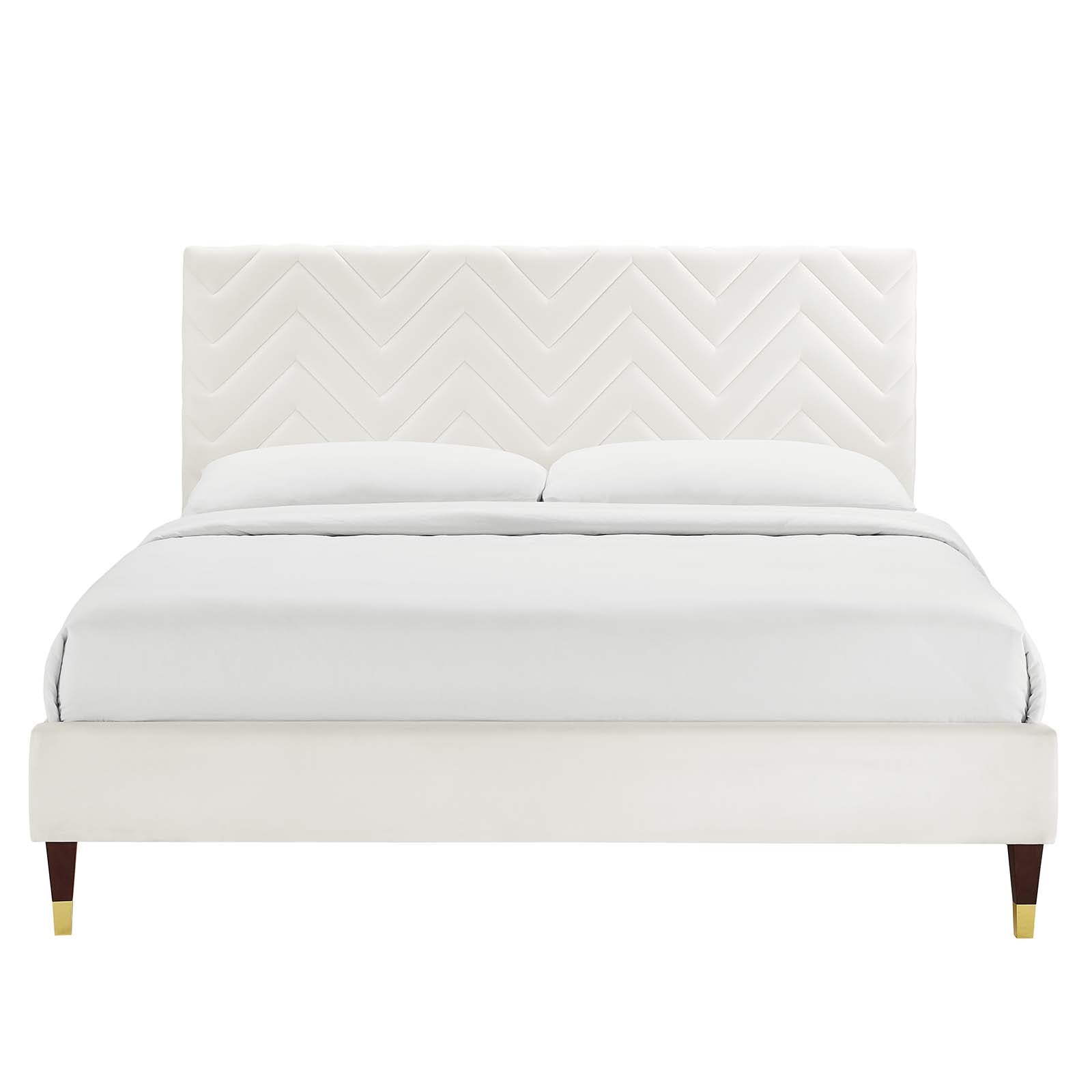 Leah Chevron Tufted Performance Velvet Twin Platform Bed By Modway - MOD-6981 | Beds | Modishstore - 27