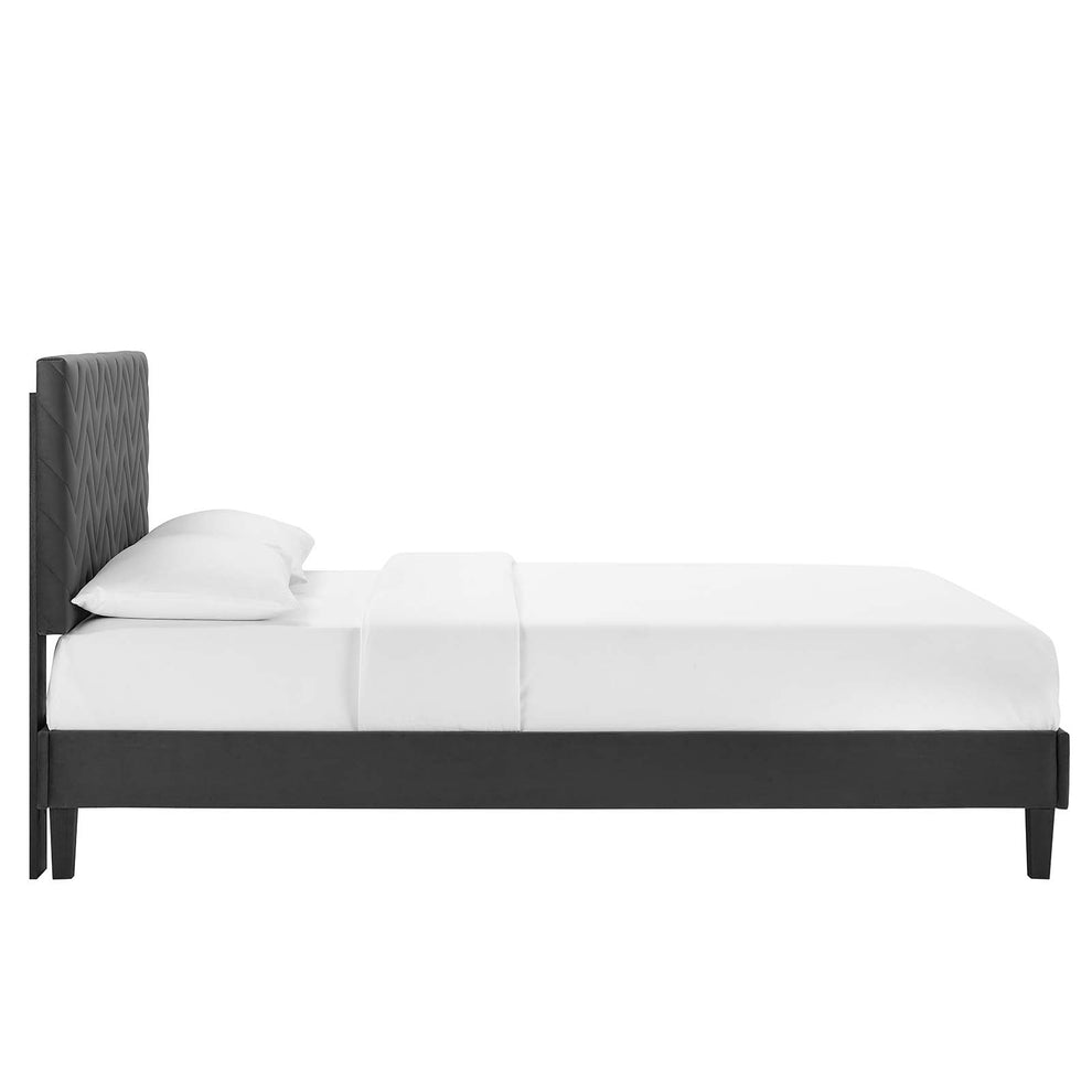 Leah Chevron Tufted Performance Velvet Twin Platform Bed By Modway - MOD-6985 | Beds | Modishstore - 3
