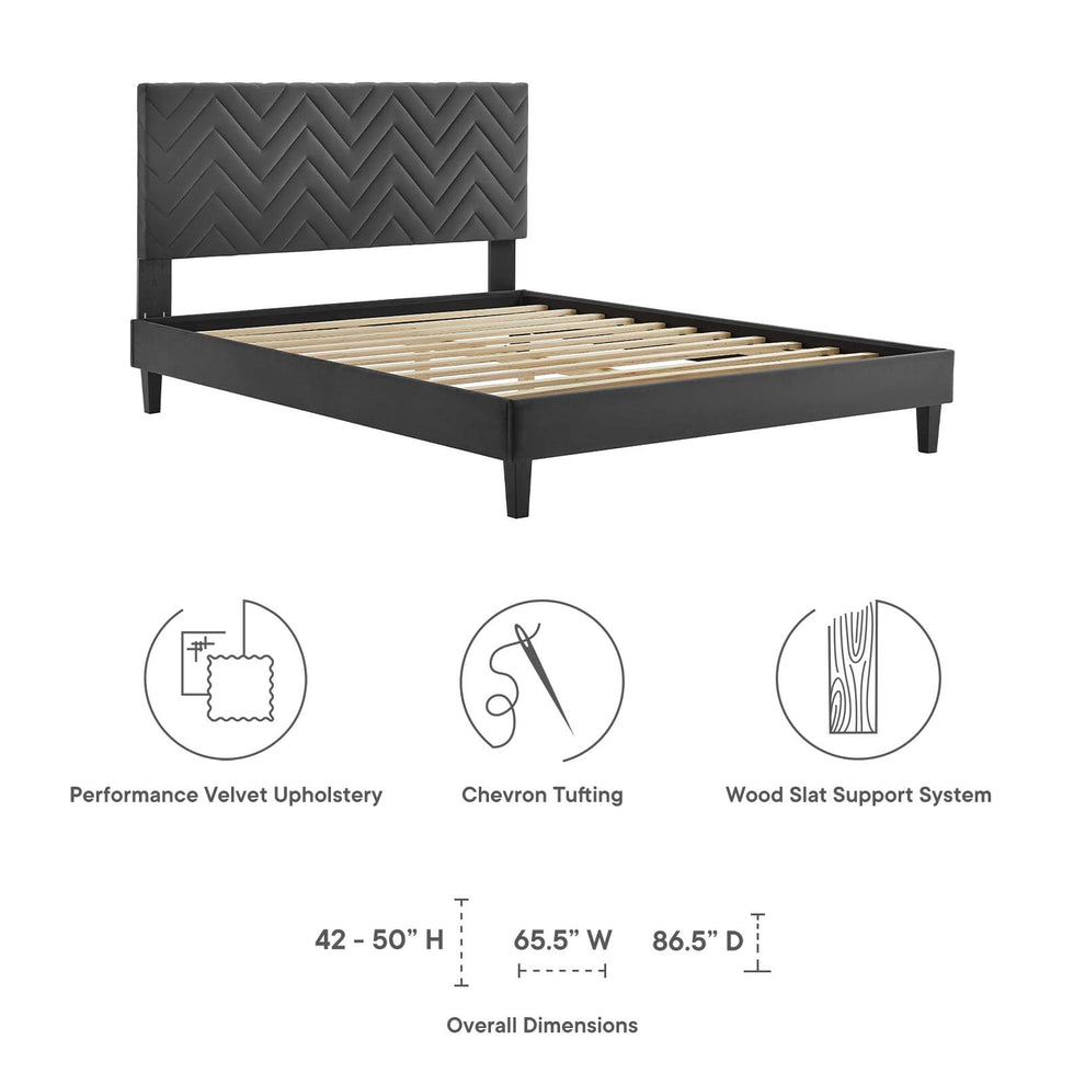 Leah Chevron Tufted Performance Velvet Twin Platform Bed By Modway - MOD-6985 | Beds | Modishstore - 7