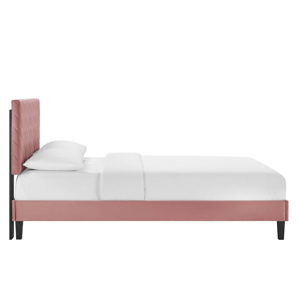 Leah Chevron Tufted Performance Velvet Twin Platform Bed By Modway - MOD-6985 | Beds | Modishstore - 10