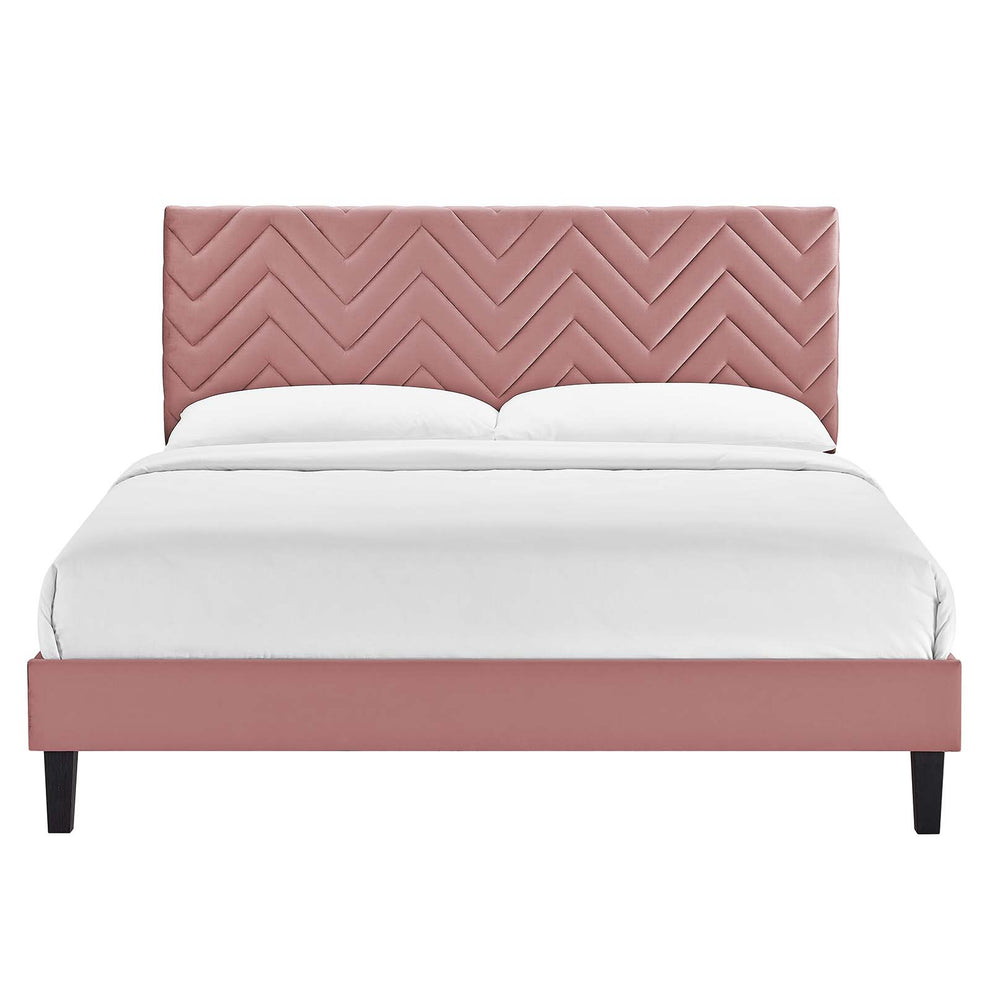 Leah Chevron Tufted Performance Velvet Twin Platform Bed By Modway - MOD-6985 | Beds | Modishstore - 11