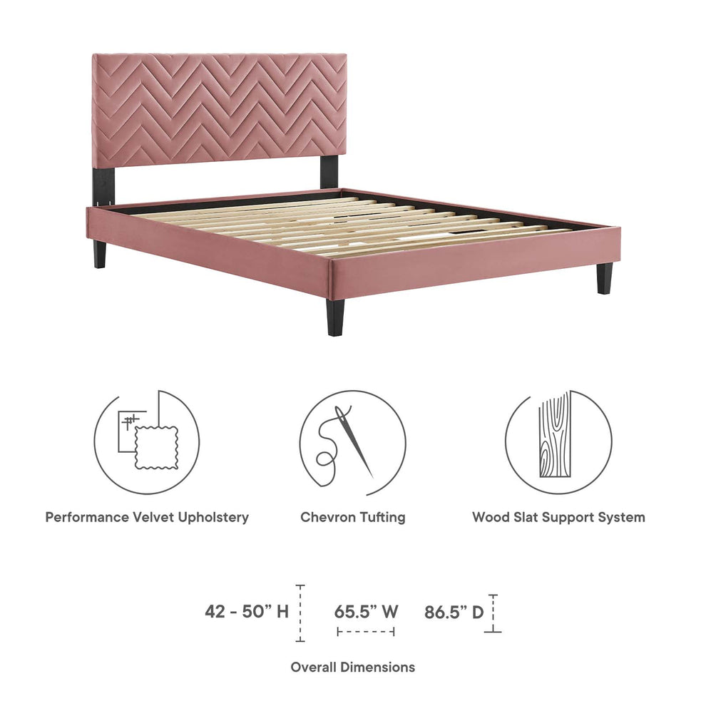 Leah Chevron Tufted Performance Velvet Twin Platform Bed By Modway - MOD-6985 | Beds | Modishstore - 14