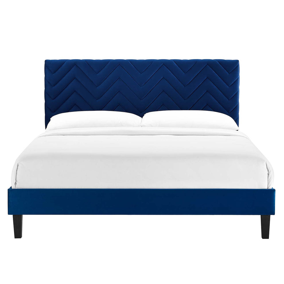 Leah Chevron Tufted Performance Velvet Twin Platform Bed By Modway - MOD-6985 | Beds | Modishstore - 19