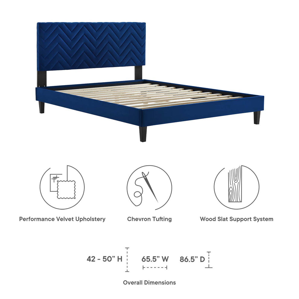 Leah Chevron Tufted Performance Velvet Twin Platform Bed By Modway - MOD-6985 | Beds | Modishstore - 22