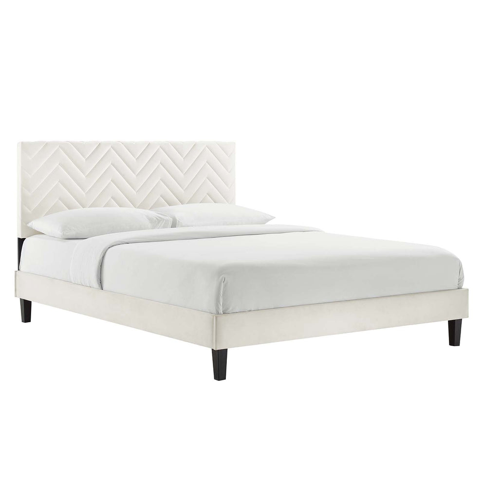 Leah Chevron Tufted Performance Velvet Twin Platform Bed By Modway - MOD-6985 | Beds | Modishstore - 25