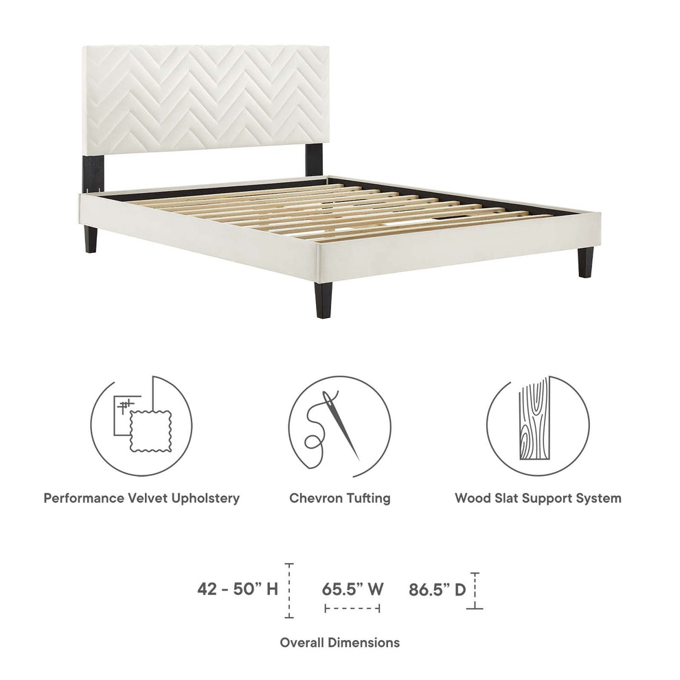 Leah Chevron Tufted Performance Velvet Twin Platform Bed By Modway - MOD-6985 | Beds | Modishstore - 30