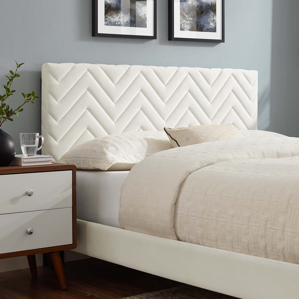 Leah Chevron Tufted Performance Velvet Twin Platform Bed By Modway - MOD-6985 | Beds | Modishstore - 31