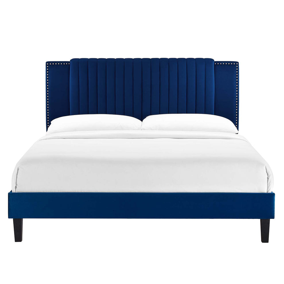 Zahra Channel Tufted Performance Velvet Twin Platform Bed By Modway - MOD-6986 | Beds | Modishstore - 19