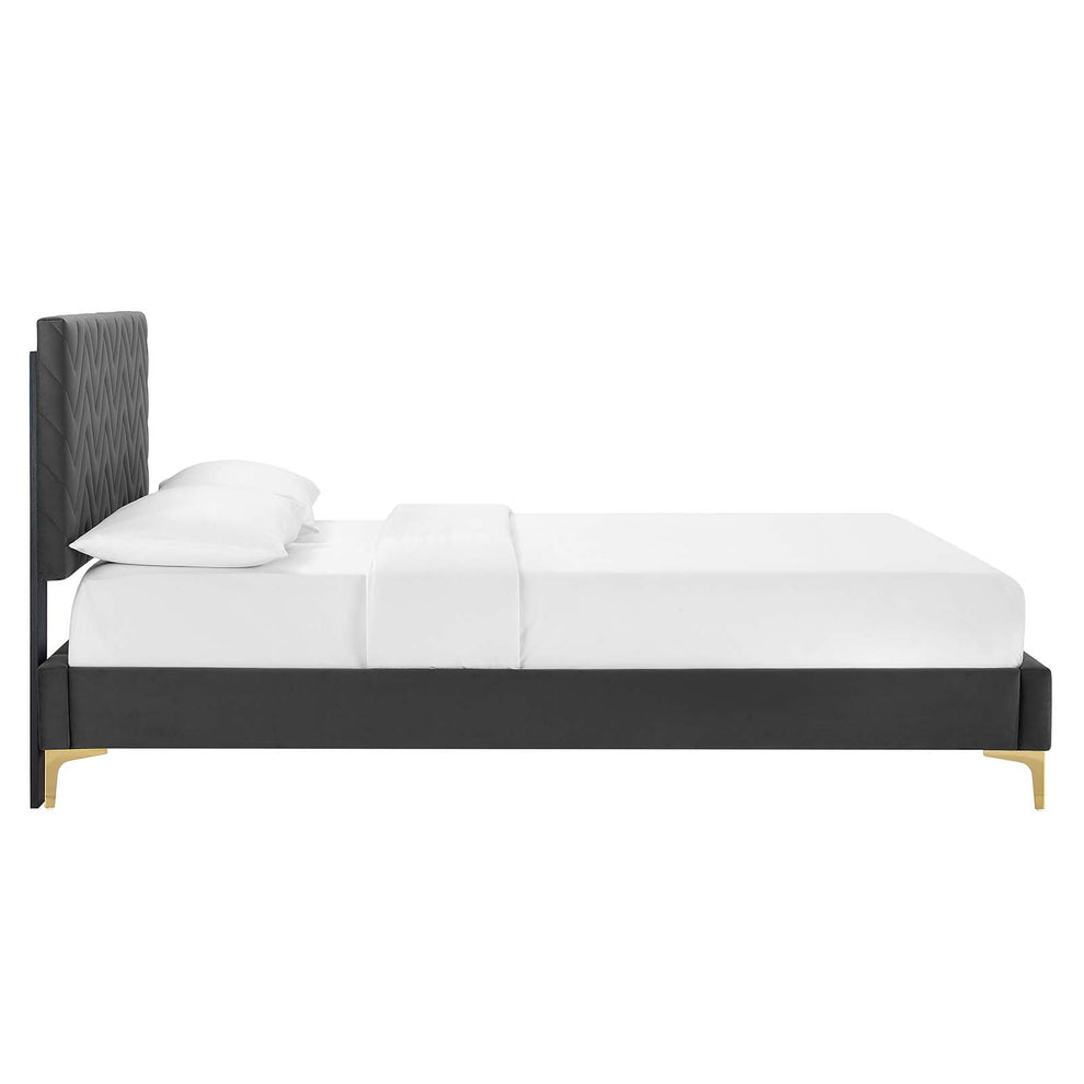 Leah Chevron Tufted Performance Velvet Twin Platform Bed By Modway - MOD-6989 | Beds | Modishstore - 3