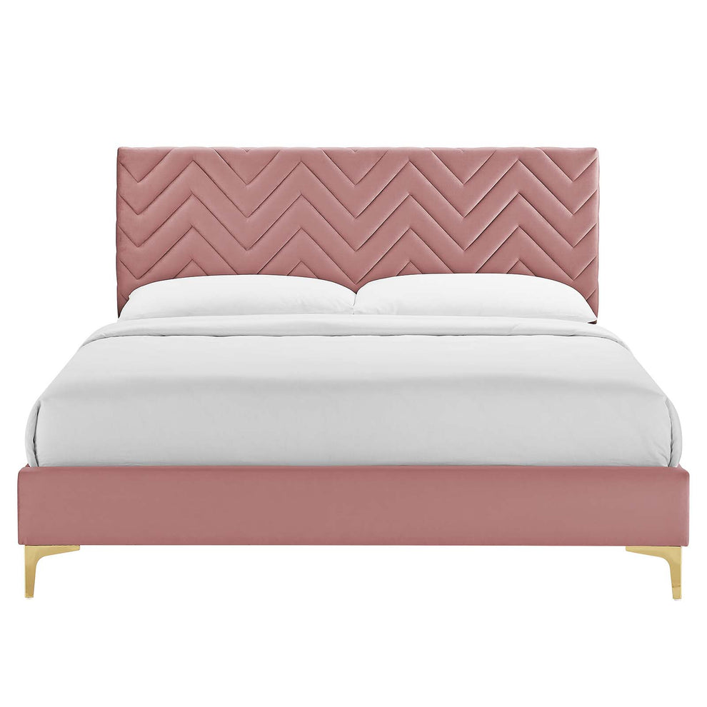Leah Chevron Tufted Performance Velvet Twin Platform Bed By Modway - MOD-6989 | Beds | Modishstore - 11