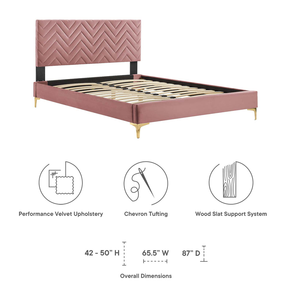 Leah Chevron Tufted Performance Velvet Twin Platform Bed By Modway - MOD-6989 | Beds | Modishstore - 14