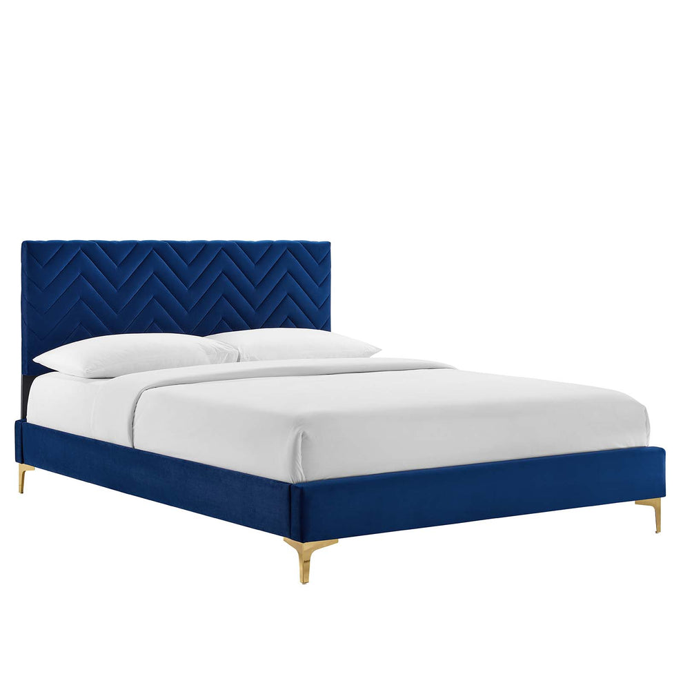 Leah Chevron Tufted Performance Velvet Twin Platform Bed By Modway - MOD-6989 | Beds | Modishstore - 17