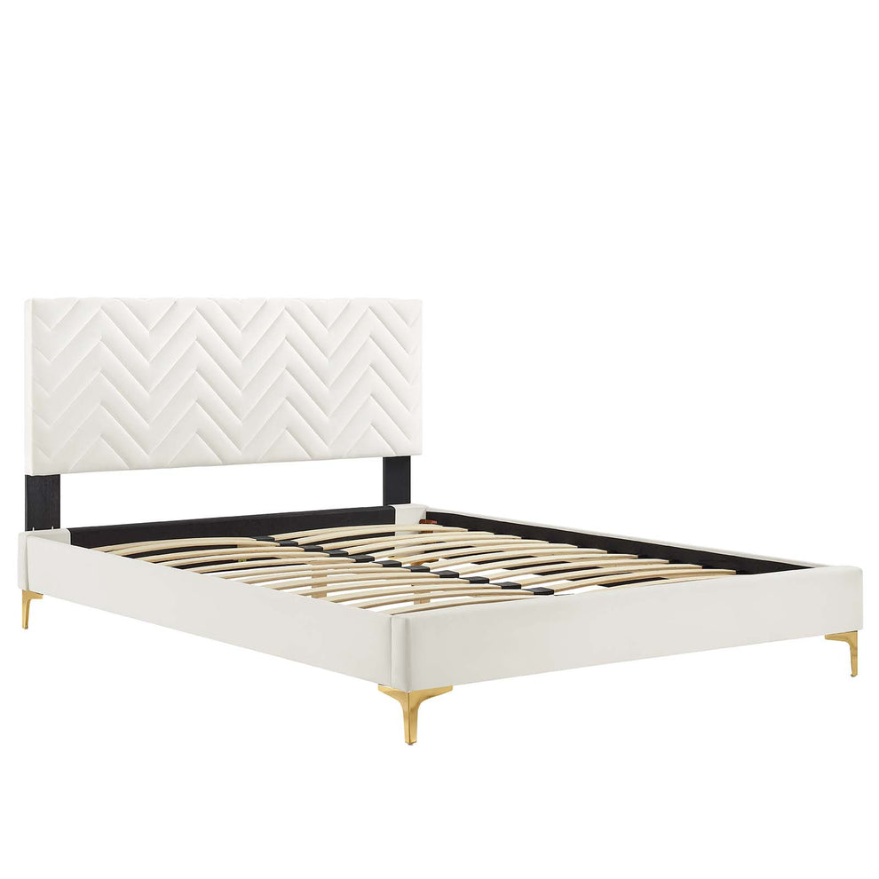 Leah Chevron Tufted Performance Velvet Twin Platform Bed By Modway - MOD-6989 | Beds | Modishstore - 28