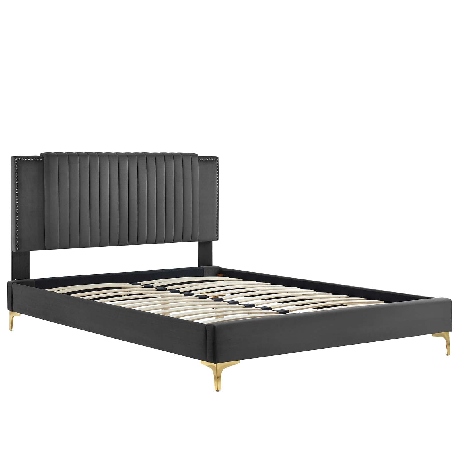 Zahra Channel Tufted Performance Velvet Twin Platform Bed By Modway - MOD-6990 | Beds | Modishstore - 5