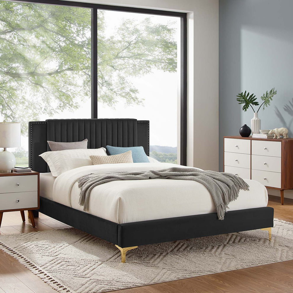 Zahra Channel Tufted Performance Velvet Twin Platform Bed By Modway - MOD-6990 | Beds | Modishstore - 1