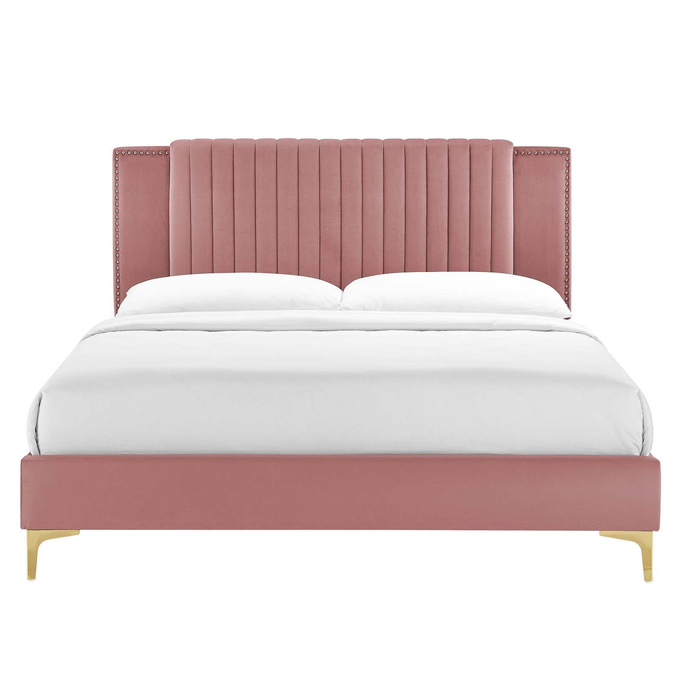 Zahra Channel Tufted Performance Velvet Twin Platform Bed By Modway - MOD-6990 | Beds | Modishstore - 11