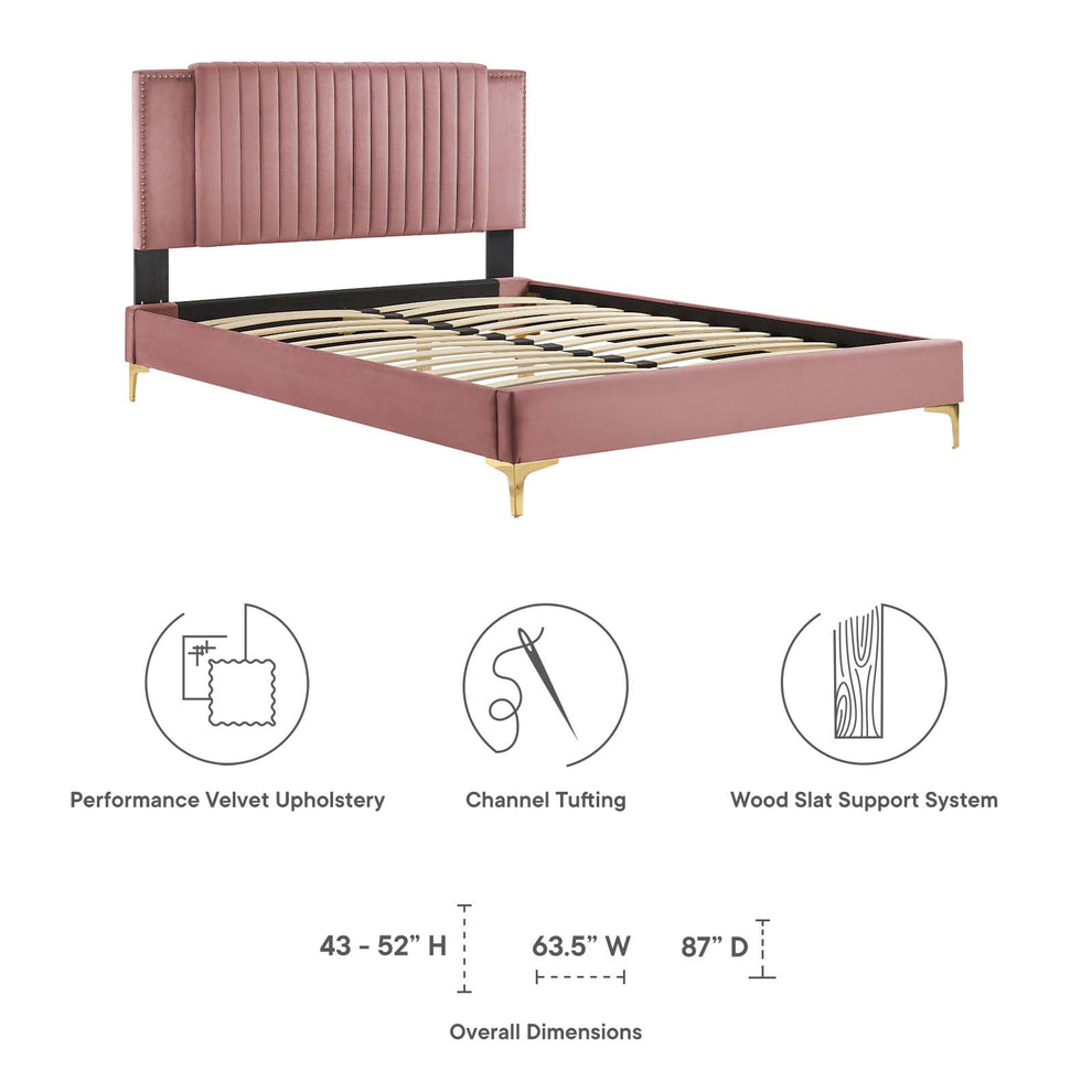 Zahra Channel Tufted Performance Velvet Twin Platform Bed By Modway - MOD-6990 | Beds | Modishstore - 14