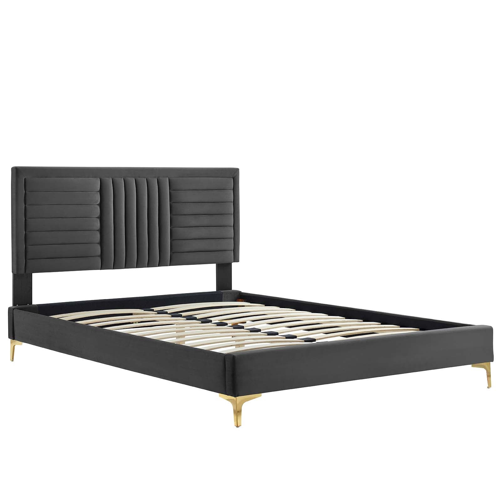 Sofia Channel Tufted Performance Velvet Twin Platform Bed By Modway - MOD-6991 | Beds | Modishstore - 5