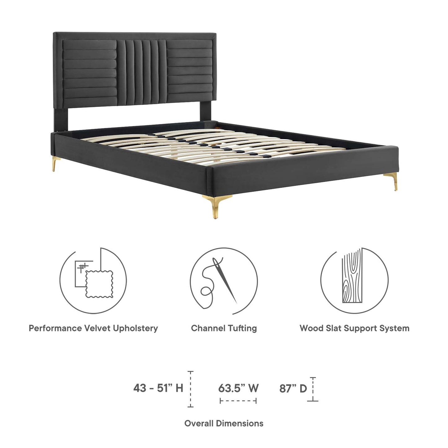 Sofia Channel Tufted Performance Velvet Twin Platform Bed By Modway - MOD-6991 | Beds | Modishstore - 7