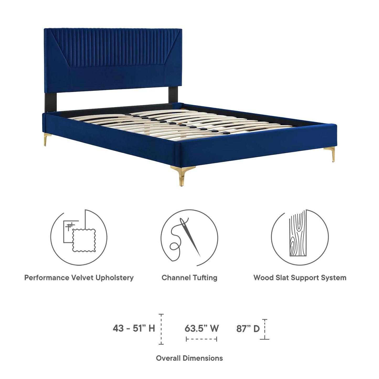 Yasmine Channel Tufted Performance Velvet Twin Platform Bed By Modway - MOD-6992 | Beds | Modishstore - 22