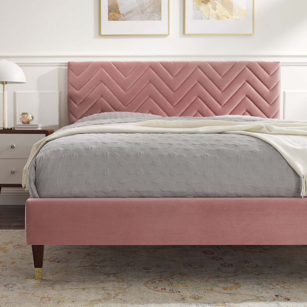 Leah Chevron Tufted Performance Velvet Full Platform Bed By Modway - MOD-6993 | Beds | Modishstore - 15