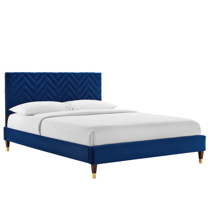 Leah Chevron Tufted Performance Velvet Full Platform Bed By Modway - MOD-6993 | Beds | Modishstore - 17