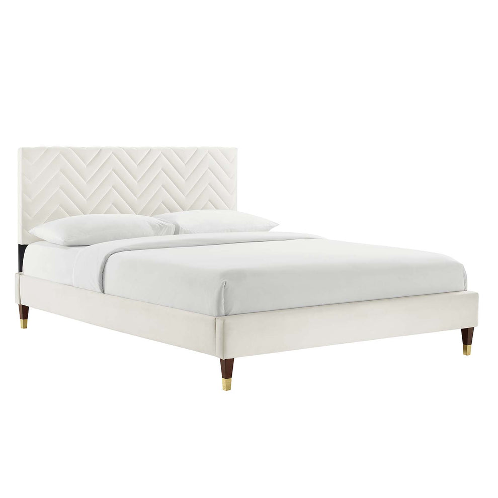 Leah Chevron Tufted Performance Velvet Full Platform Bed By Modway - MOD-6993 | Beds | Modishstore - 25