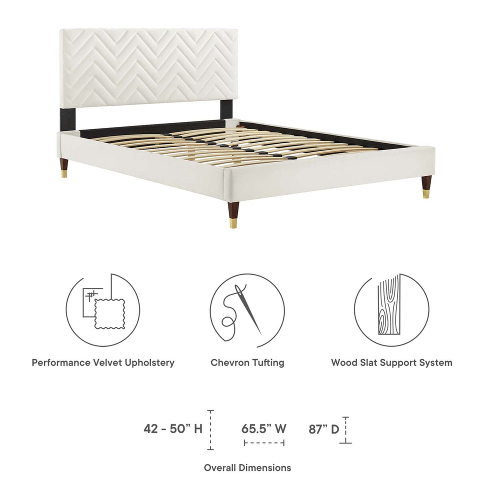 Leah Chevron Tufted Performance Velvet Full Platform Bed By Modway - MOD-6993 | Beds | Modishstore - 30