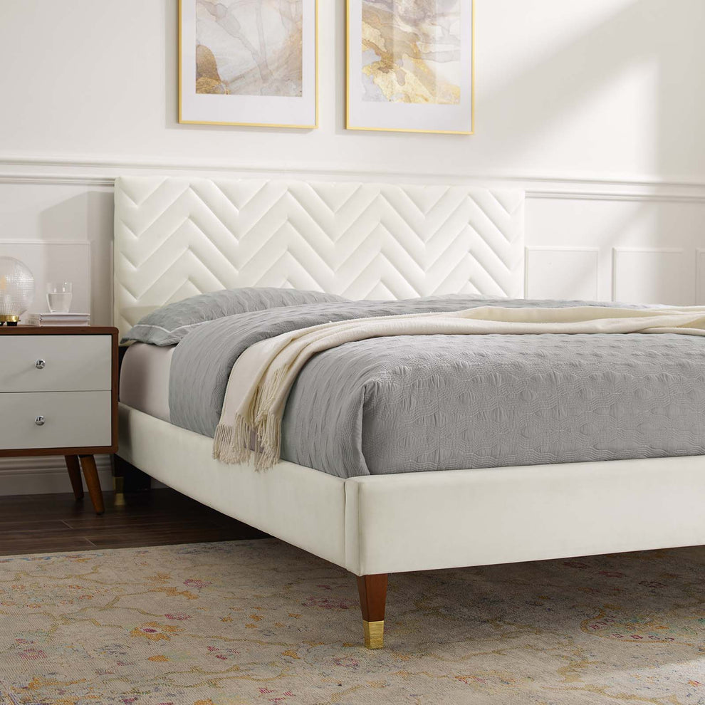 Leah Chevron Tufted Performance Velvet Full Platform Bed By Modway - MOD-6993 | Beds | Modishstore - 31