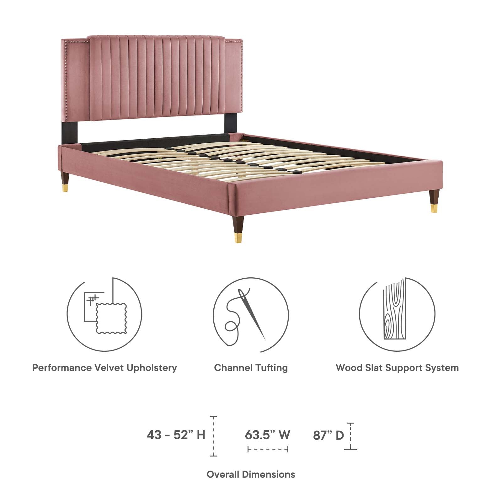 Zahra Channel Tufted Performance Velvet Full Platform Bed By Modway - MOD-6994 | Beds | Modishstore - 14