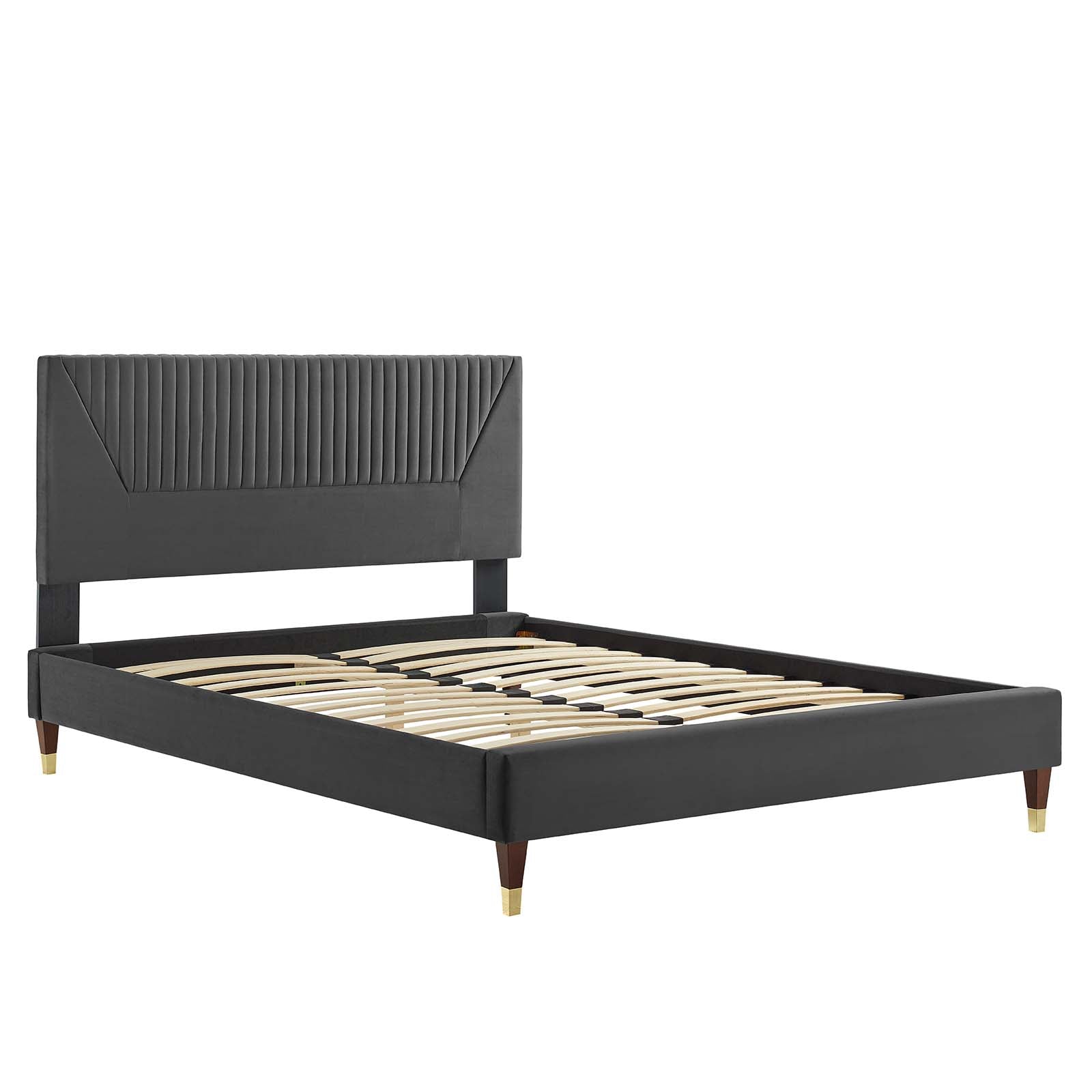 Yasmine Channel Tufted Performance Velvet Full Platform Bed By Modway - MOD-6996 | Beds | Modishstore - 5