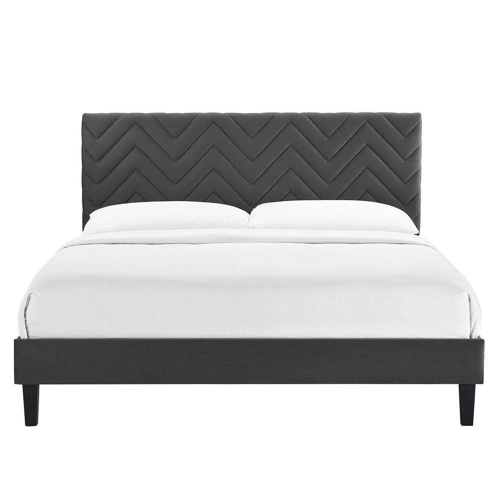 Leah Chevron Tufted Performance Velvet Full Platform Bed By Modway - MOD-6997 | Beds | Modishstore - 4