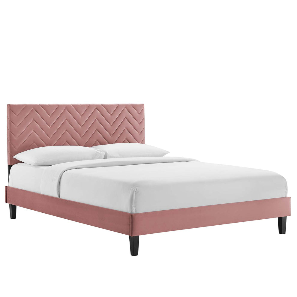 Leah Chevron Tufted Performance Velvet Full Platform Bed By Modway - MOD-6997 | Beds | Modishstore - 9