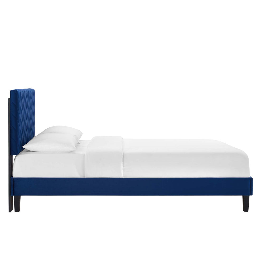 Leah Chevron Tufted Performance Velvet Full Platform Bed By Modway - MOD-6997 | Beds | Modishstore - 18