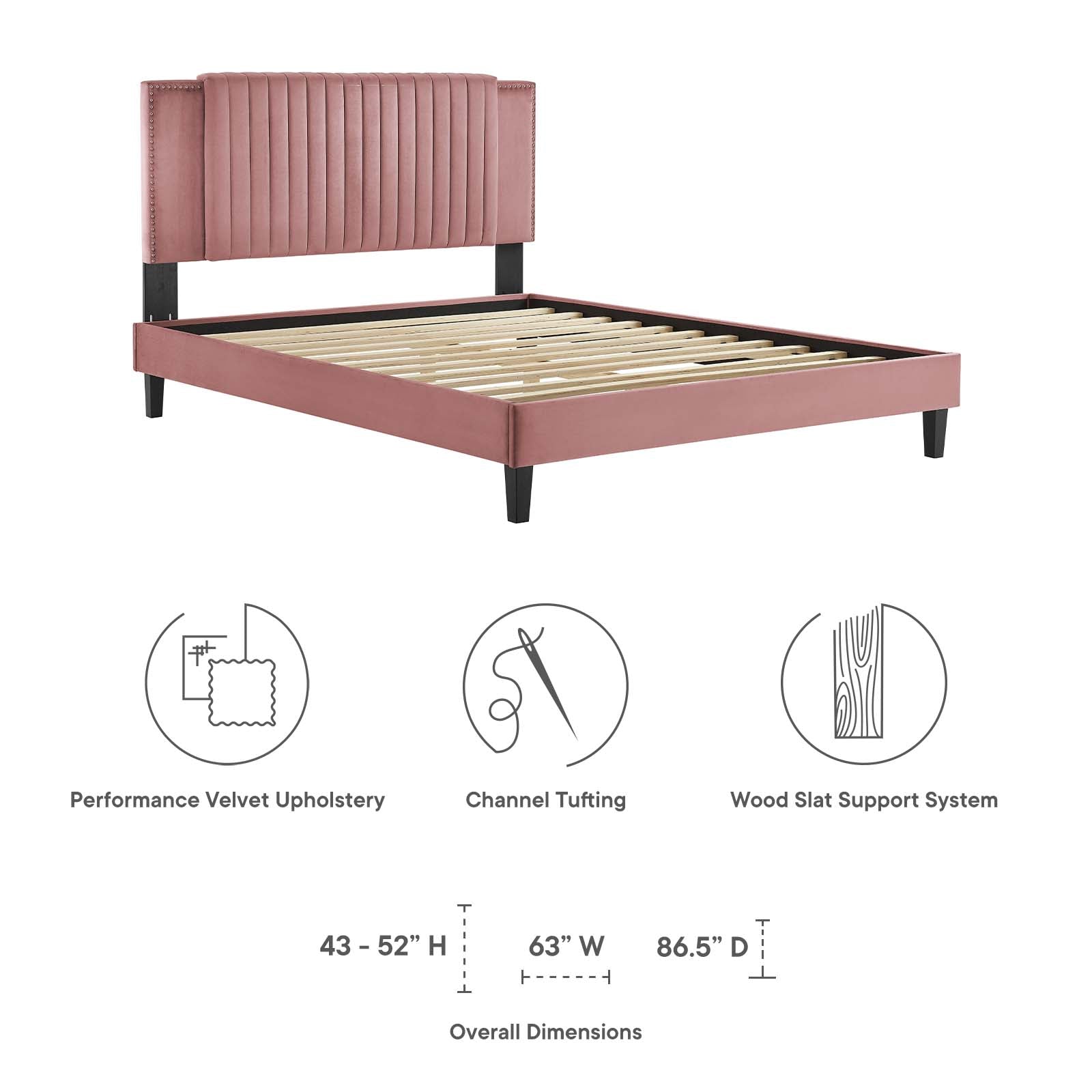 Zahra Channel Tufted Performance Velvet Full Platform Bed By Modway - MOD-6998 | Beds | Modishstore - 14