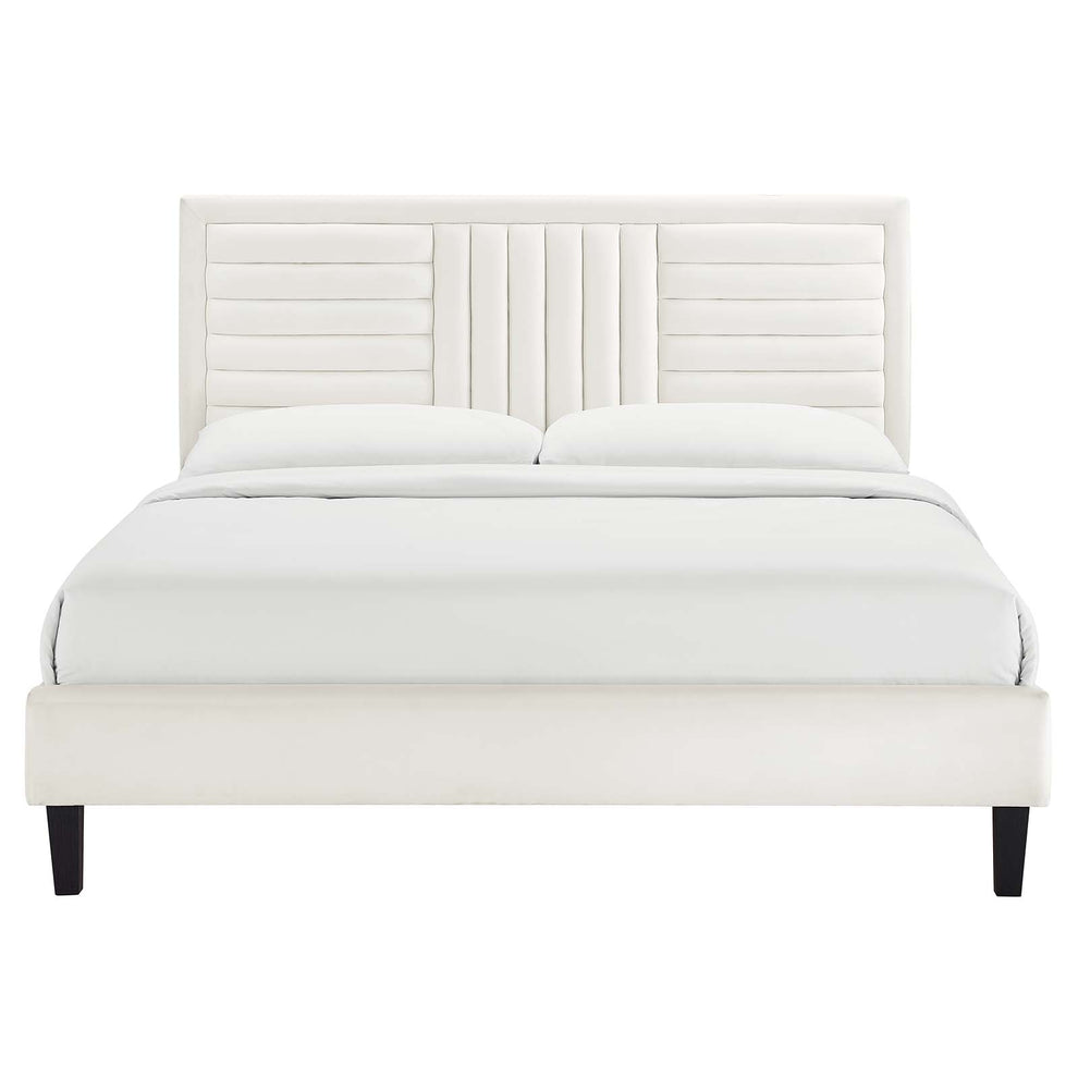 Sofia Channel Tufted Performance Velvet Full Platform Bed By Modway - MOD-6999 | Beds | Modishstore - 26
