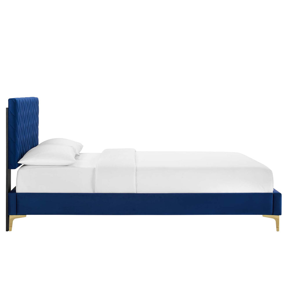 Leah Chevron Tufted Performance Velvet Full Platform Bed By Modway - MOD-7001 | Beds | Modishstore - 18