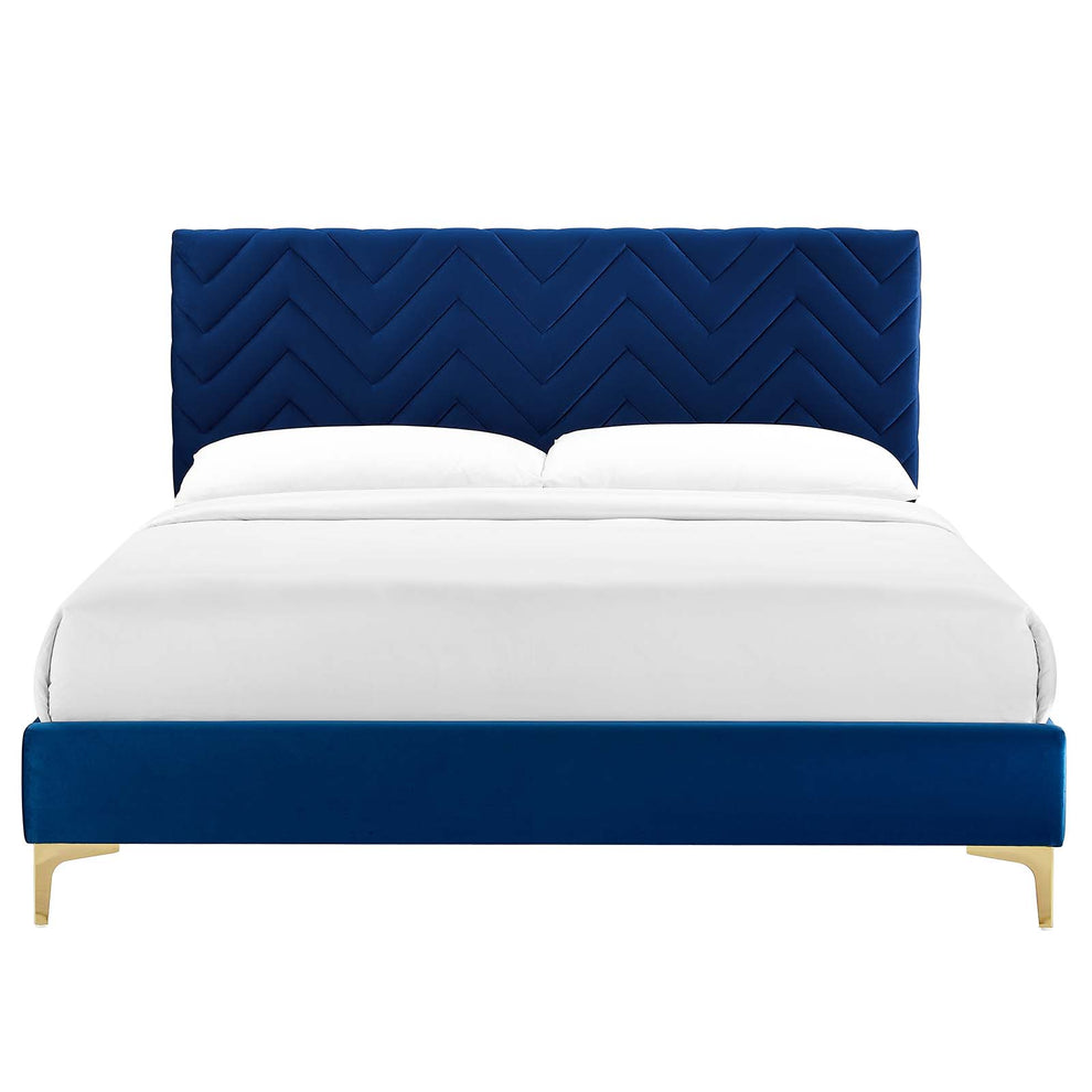 Leah Chevron Tufted Performance Velvet Full Platform Bed By Modway - MOD-7001 | Beds | Modishstore - 19