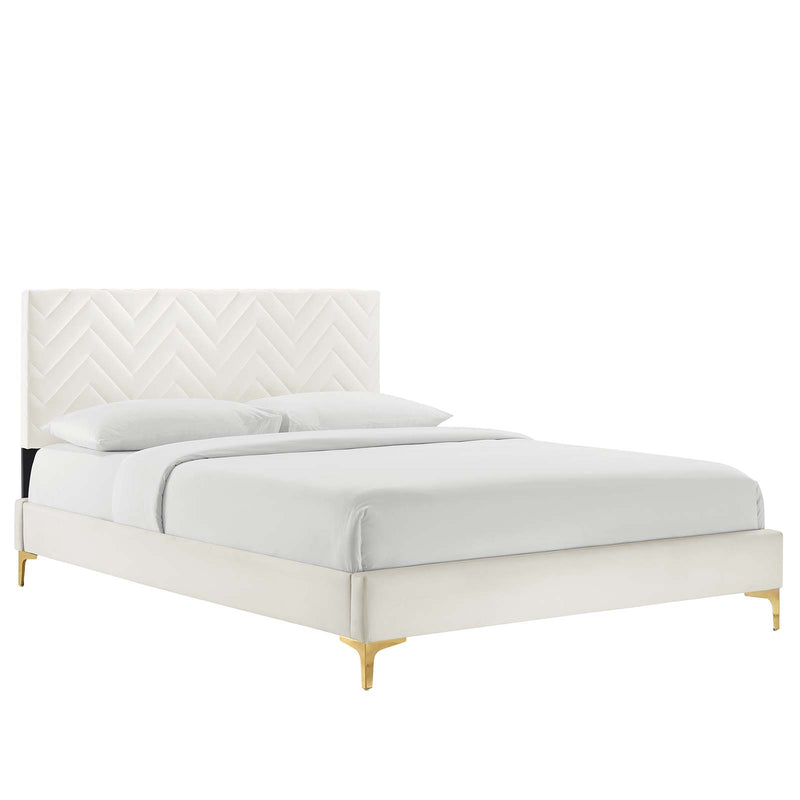Leah Chevron Tufted Performance Velvet Full Platform Bed By Modway - MOD-7001 | Beds | Modishstore - 25