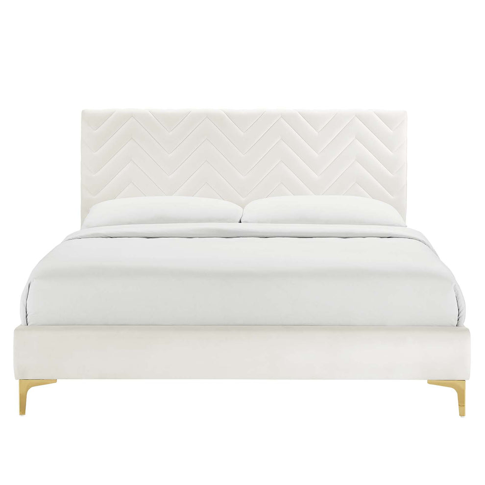 Leah Chevron Tufted Performance Velvet Full Platform Bed By Modway - MOD-7001 | Beds | Modishstore - 27