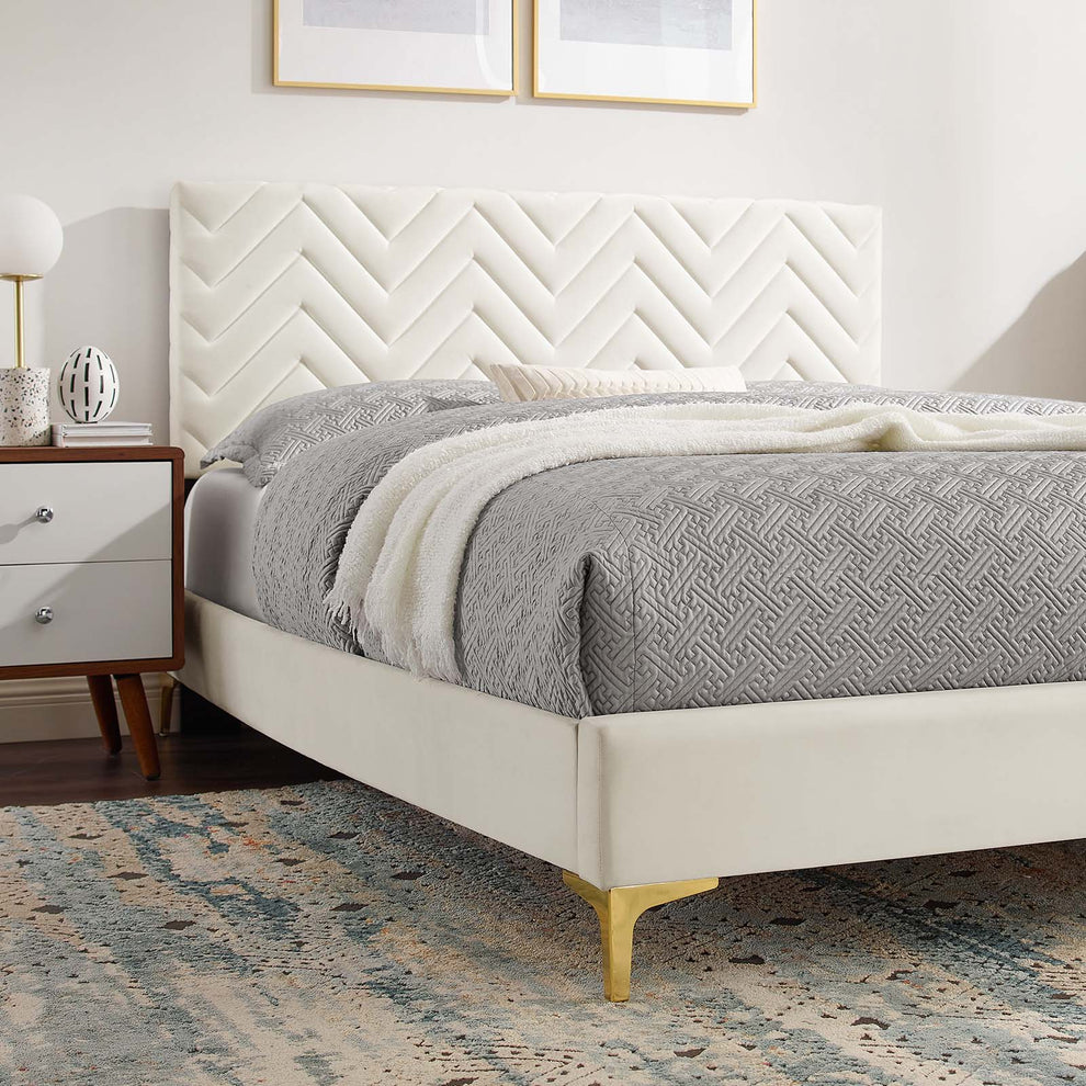 Leah Chevron Tufted Performance Velvet Full Platform Bed By Modway - MOD-7001 | Beds | Modishstore - 31